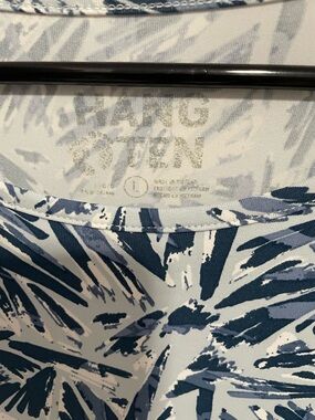 Blue and White Abstract Print Top